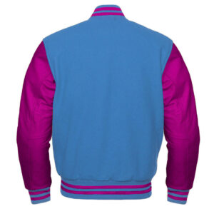 Letterman Baseball Sky Blue And Pink Varsity Jacket