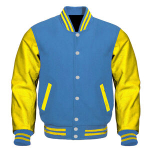 Letterman Baseball Sky Blue And Yellow Varsity Jacket
