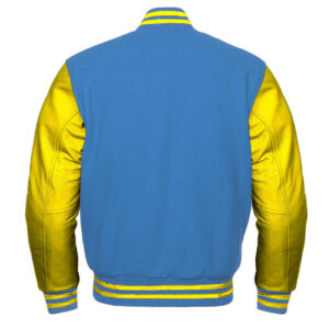Letterman Baseball Sky Blue And Yellow Varsity Jacket