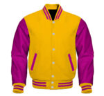 Letterman Baseball Yellow And Pink Varsity Jacket