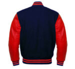 Navy Blue Red Letterman Baseball Varsity Jacket Back