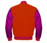 Orange Pink Letterman Baseball Varsity Jacket Back