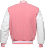 Pink and White Letterman Baseball Varsity Jacket Back