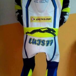 Suzuki GSXR Motorcycle Racing White Leather Suit