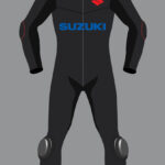 Suzuki Motorcycle Racing Gray And Black Leather Suit