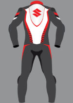 Suzuki Motorcycle Racing Gray And Red Leather Suit