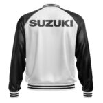 White Black Suzuki GSXR Leather Bomber Jacket