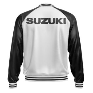 White Black Suzuki GSXR Leather Bomber Jacket
