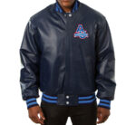 American Eagles NCAA Blue Leather Jacket Front