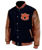 Auburn University Black Brown Varsity Jacket Front