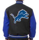 Black Blue Detroit Lions NFL Team Varsity Jacket
