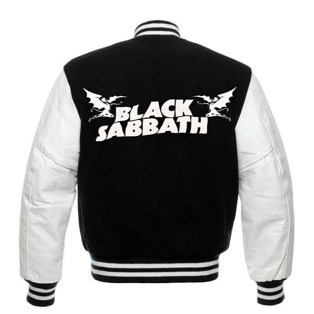 Black Sabbath Black And White Varsity Jacket (2) Black Sabbath Black And White Varsity Jacket