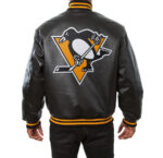 Black Vintage Pittsburgh Penguins Leather Jacket