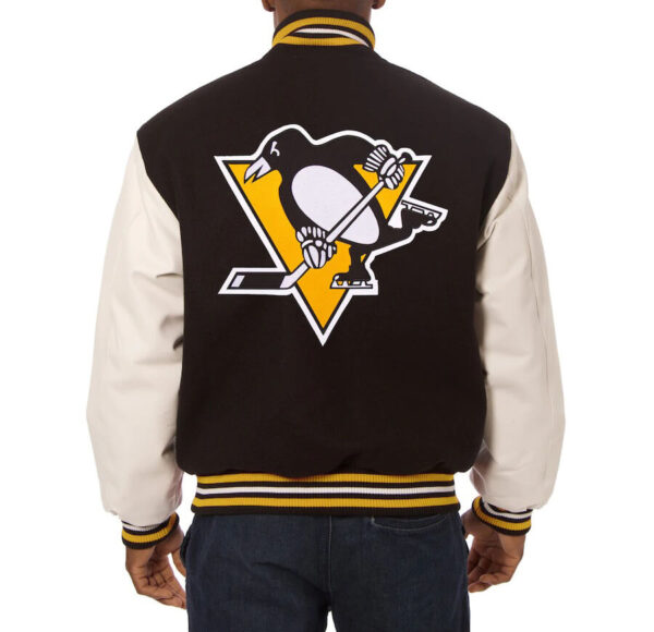 Black Vintage Pittsburgh Penguins Varsity Jacket