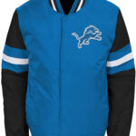 Blue Black Detroit Lions NFL Team Cotton Jacket