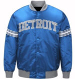 Blue Detroit Lions NFL Team Satin Jacket