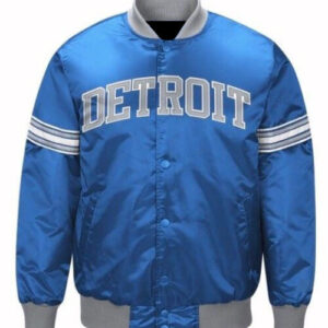 Blue Detroit Lions NFL Team Satin Jacket