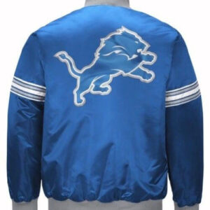 Blue Detroit Lions NFL Team Satin Jacket