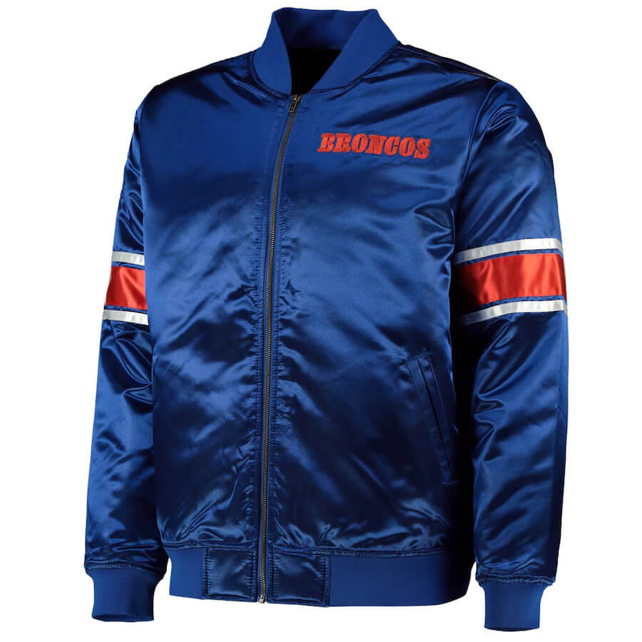 Blue NFL Team Denver Broncos Satin Jacket (1) Blue NFL Team Denver Broncos Satin Jacket
