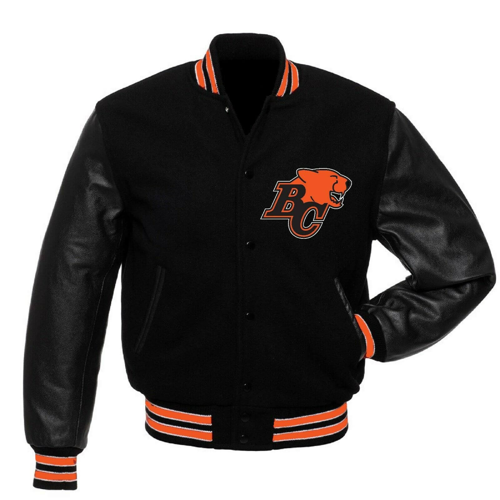 CFL Team BC Lions Black Varsity Jacket (1) CFL Team BC Lions Black Varsity Jacket