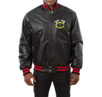 Chicago Blackhawks NHL Black Leather Jacket (front)