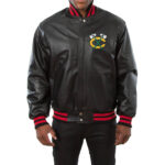 Chicago Blackhawks NHL Black Leather Jacket (front)