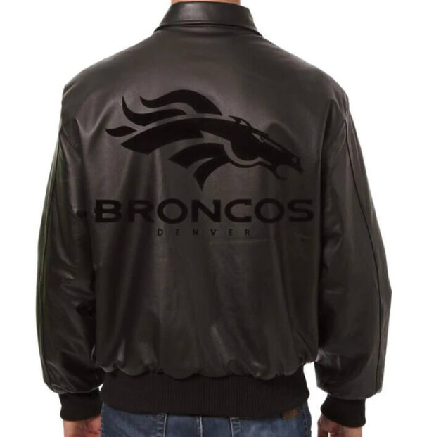 Denver Broncos NFL Team Black Leather Jacket