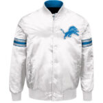 Detroit Lions NFL Team White Satin Jacket