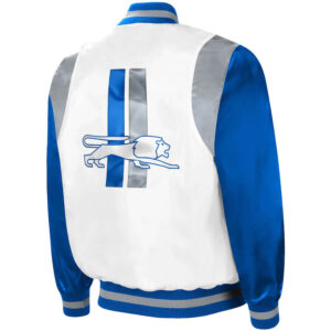 Detroit Lions NFL White And Blue Satin Jacket
