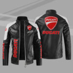 Ducati sport Black And White Leather Jacket