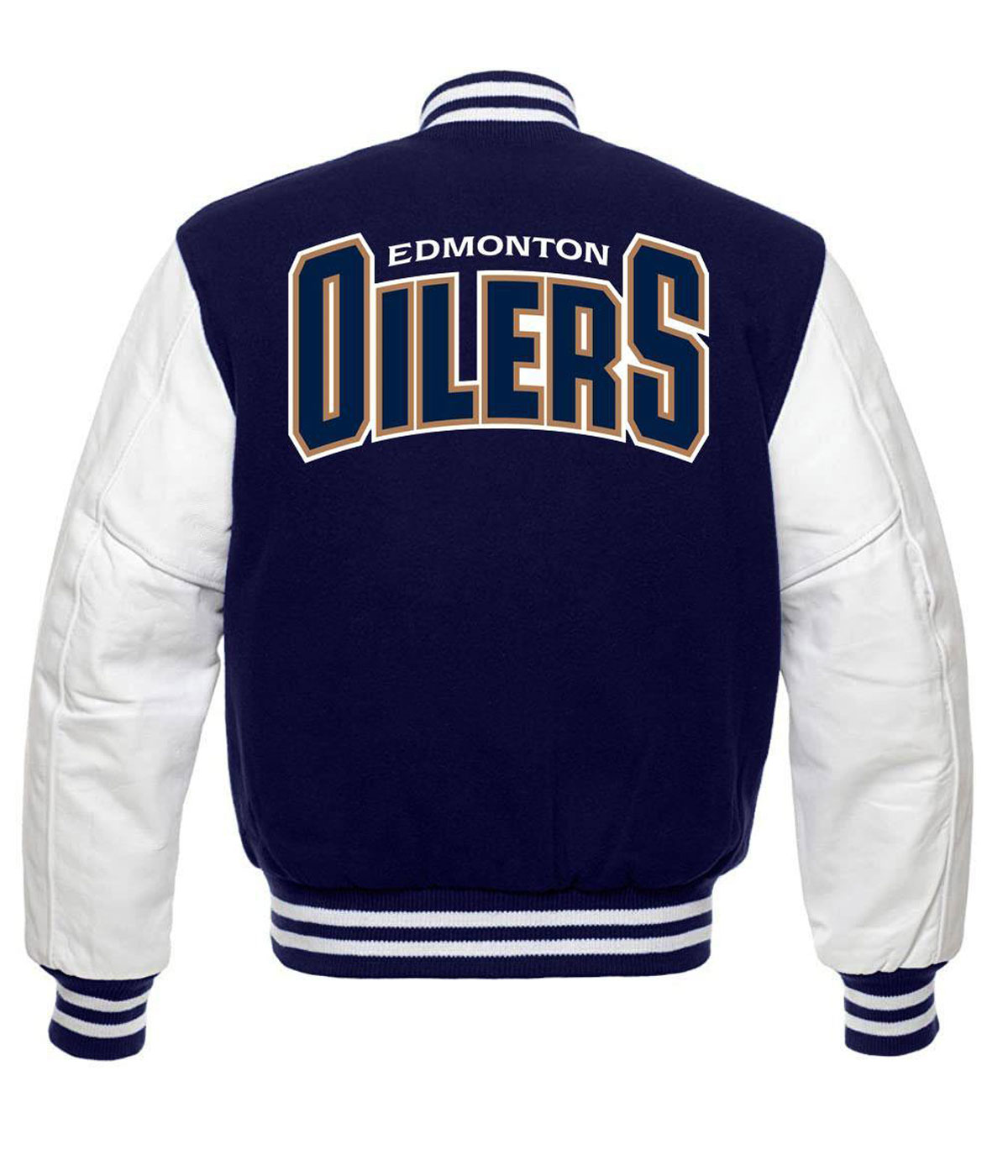 Maker of Jacket NHL Edmonton Oilers Varsity Blue White