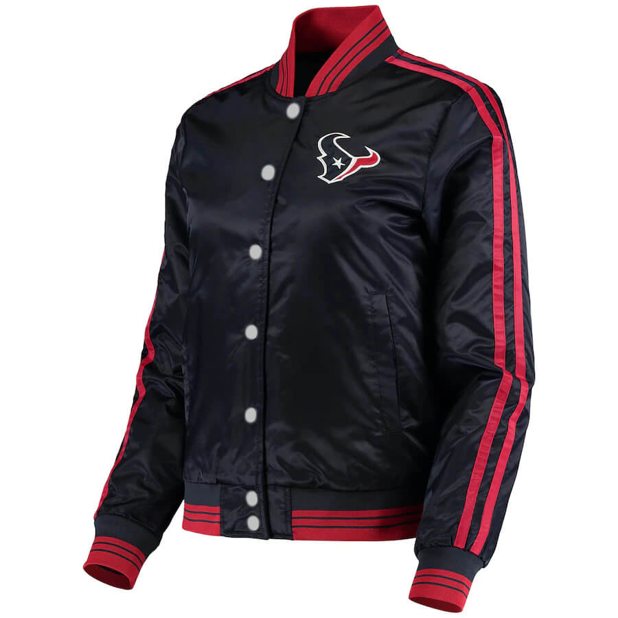 Houston Texans NFL Navy Blue Satin Jacket (1) Houston Texans NFL Navy Blue Satin Jacket