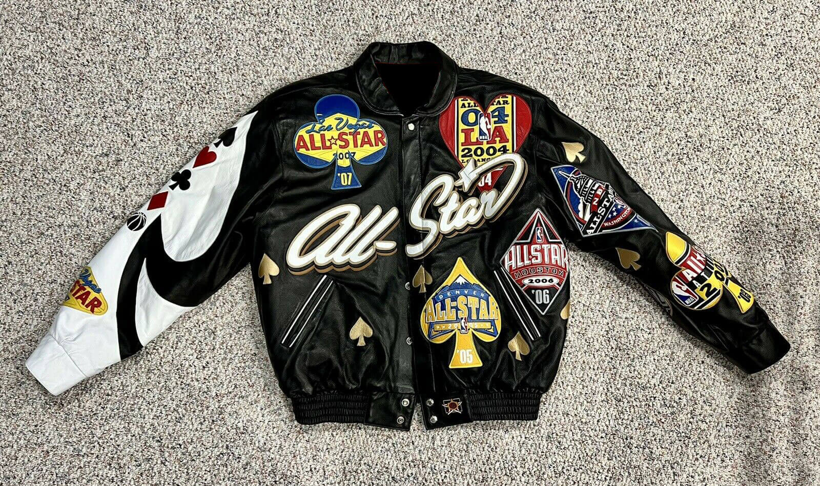 Maker of Jacket Black Leather Jackets Jeff Hamilton NBA All Star Team Logo