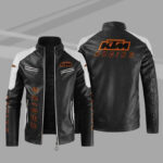 KTM Sport Racing Black And White Leather Jacket