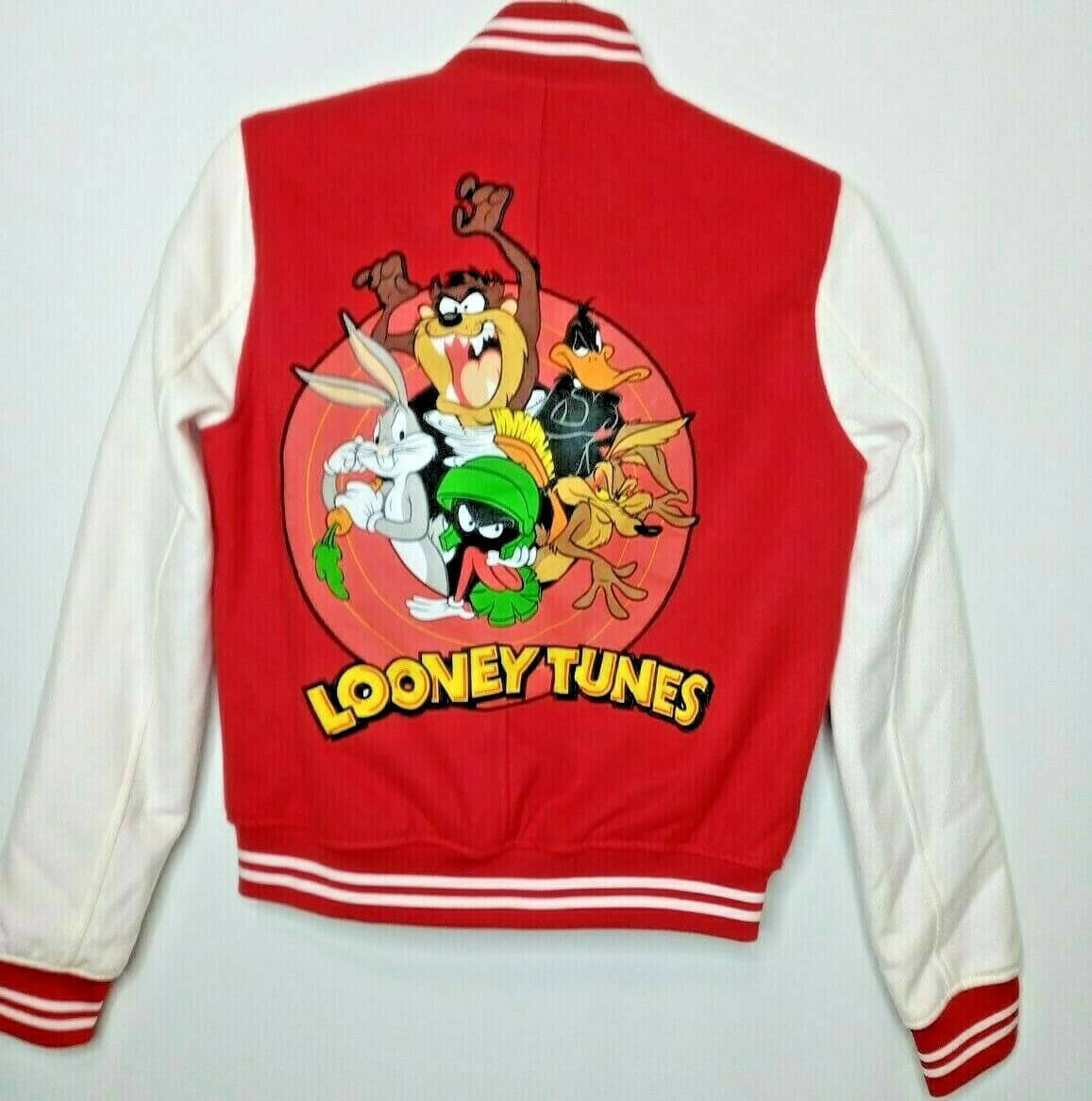 Shop Looney Tunes Patch Work Varsity Jacket - Free Shipping