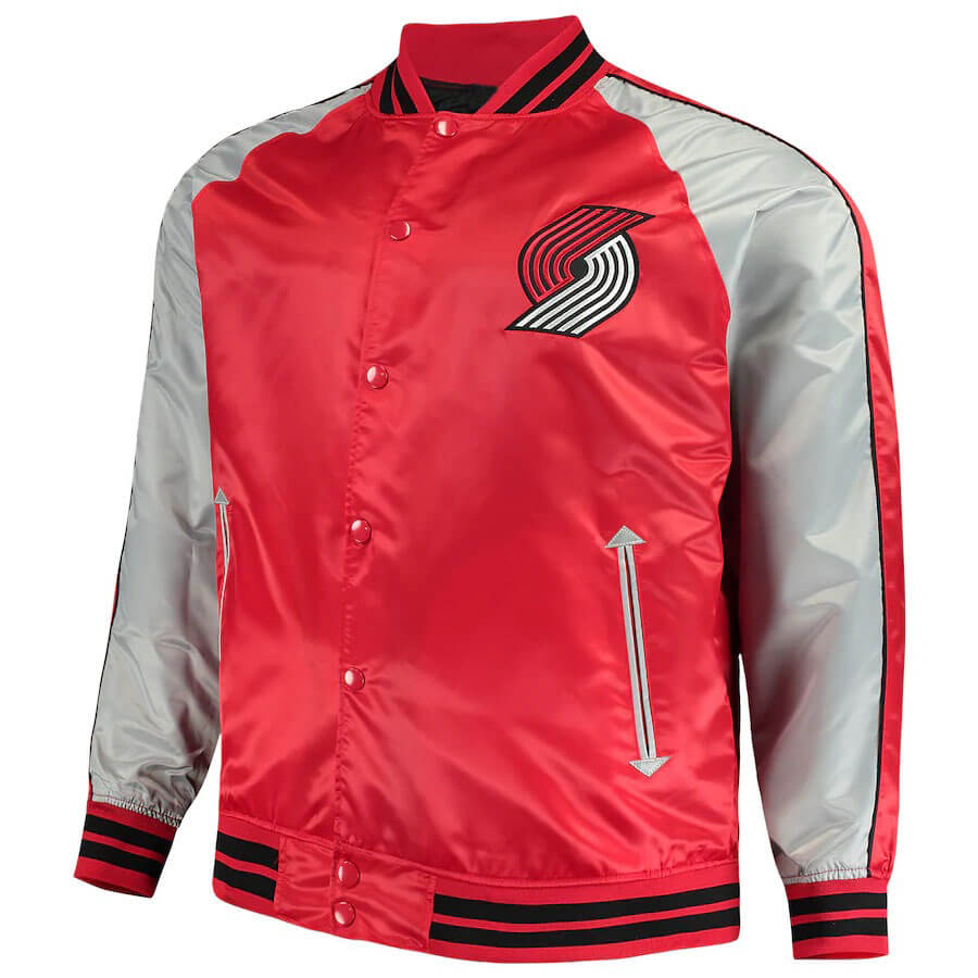 NBA Portland Trail Blazers Red Satin Jacket Mens M Official Merch Lined