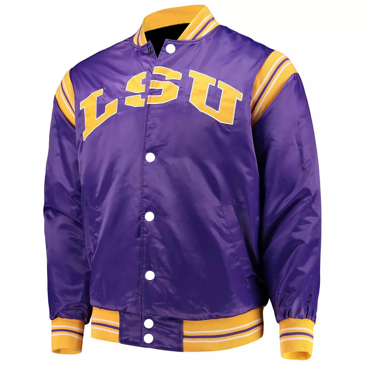 NCAA Purple Louisiana State Tigers Satin Jacket Front
