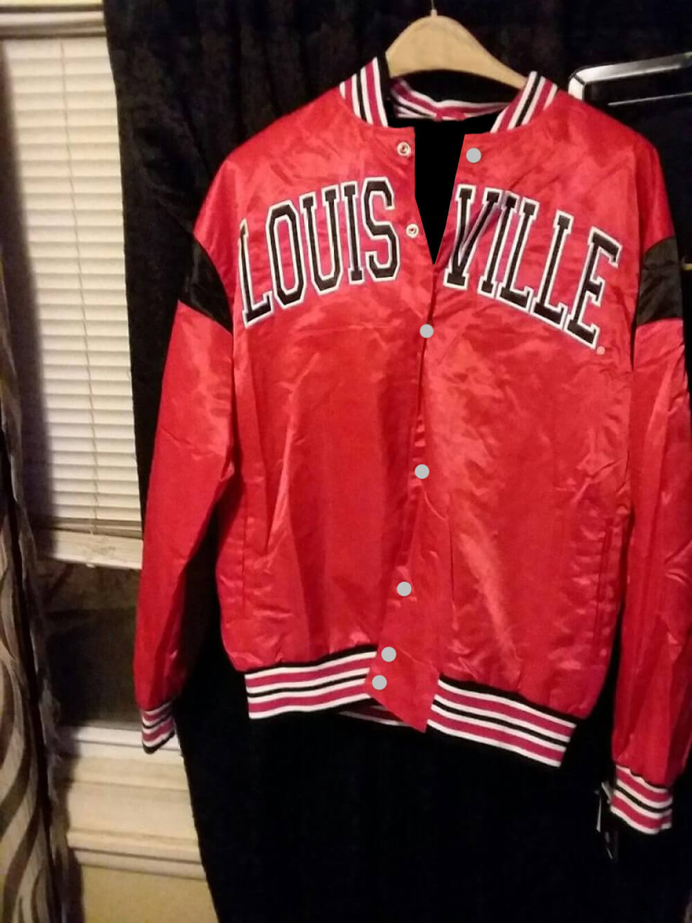 NCAA Team Louisville Cardinals Red Satin Jacket Front