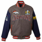 NFL Denver Broncos Brown And Navy Varsity Jacket