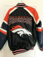 NFL Denver Broncos Multicolor Leather Jacket