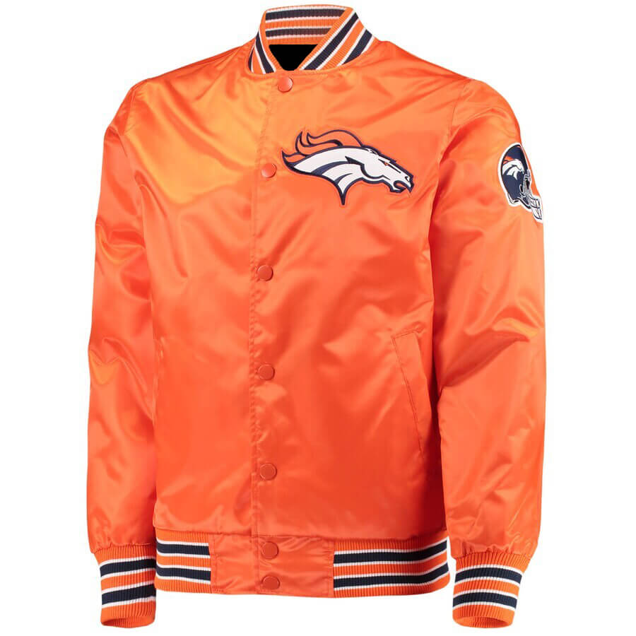 NFL Denver Broncos Orange Satin Jacket (1) NFL Denver Broncos Orange Satin Jacket