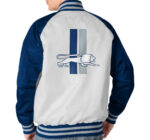 NFL Detroit Lions White And Navy Blue Satin Jacket