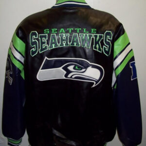 NFL Seattle Seahawks Black Leather Jacket Back