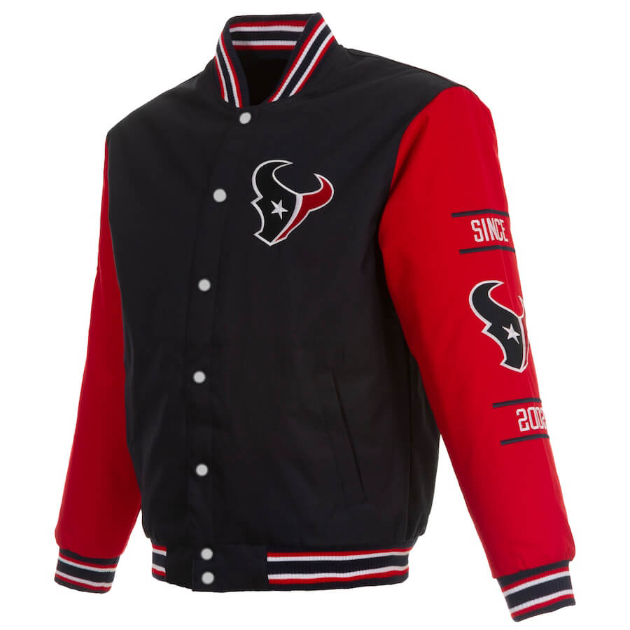 NFL Team Houston Texans Navy And Red Varsity Jacket (1) NFL Team Houston Texans Navy And Red Varsity Jacket