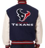 NFL Team Houston Texans Navy And White Varsity Jacket