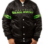 NFL Team Seattle Seahawks Black Satin Jacket