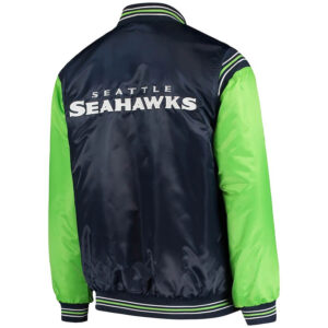 NFL Team Seattle Seahawks Enforcer Satin Jacket Back