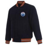 NHL Edmonton Oilers Black Wool Jacket (front)