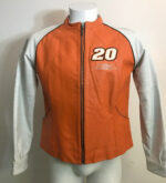 Nascar 20 Tony Stewart Orange And White Leather Jacket