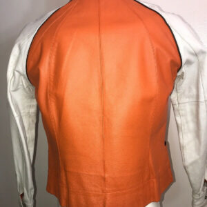 Nascar 20 Tony Stewart Orange And White Leather Jacket